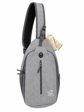 WATERFLY Gray Sling Backpack Crossbody Travel Hiking Daypack Bag NWT